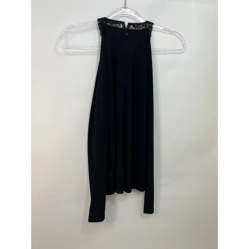 Michael Kors Blk Cold Shoulder Blouse Top Shirt‎ with Buckle Collar Accent Sz XS